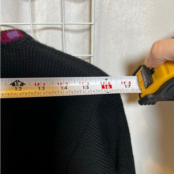 Icelandic Geometric Design Cardigan Black Sweater-size S - Picture 8 of 8